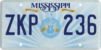 MS license plate ZKP236