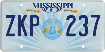 MS license plate ZKP237