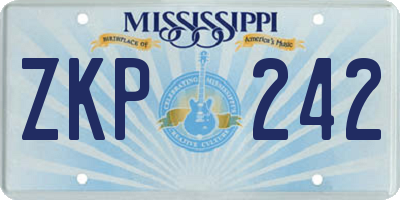 MS license plate ZKP242