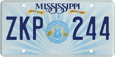MS license plate ZKP244