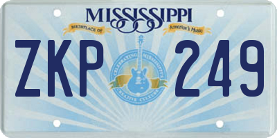 MS license plate ZKP249