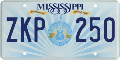 MS license plate ZKP250
