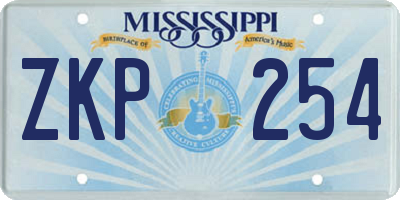MS license plate ZKP254