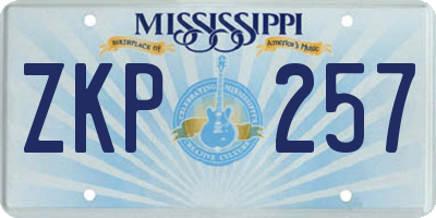 MS license plate ZKP257