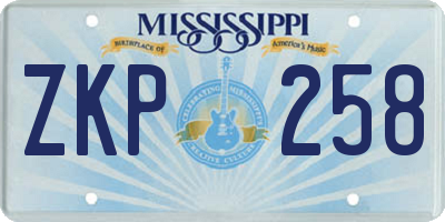 MS license plate ZKP258