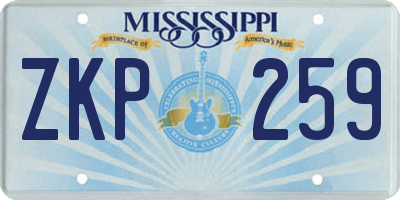 MS license plate ZKP259
