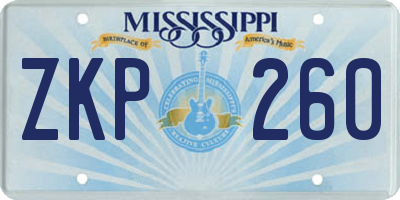 MS license plate ZKP260