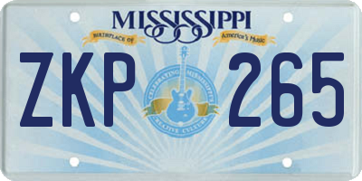 MS license plate ZKP265
