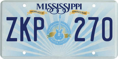 MS license plate ZKP270