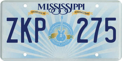 MS license plate ZKP275