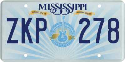 MS license plate ZKP278