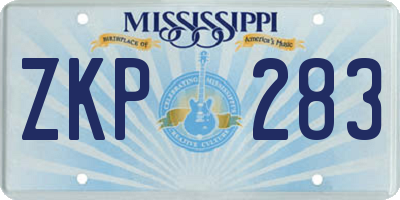 MS license plate ZKP283