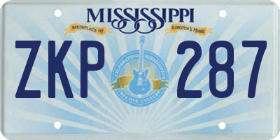MS license plate ZKP287
