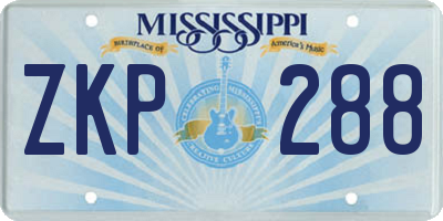 MS license plate ZKP288