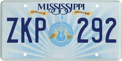 MS license plate ZKP292