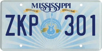 MS license plate ZKP301