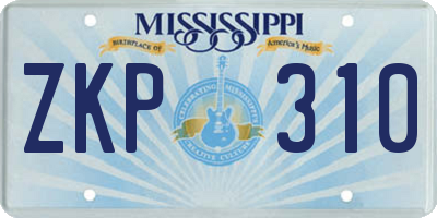 MS license plate ZKP310