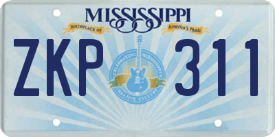 MS license plate ZKP311