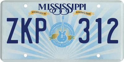MS license plate ZKP312