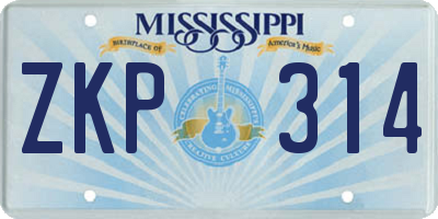 MS license plate ZKP314