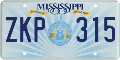 MS license plate ZKP315