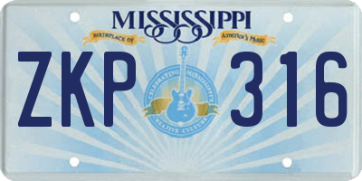 MS license plate ZKP316