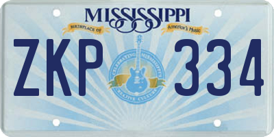 MS license plate ZKP334