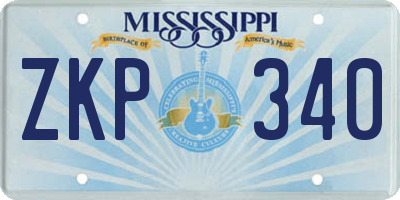 MS license plate ZKP340