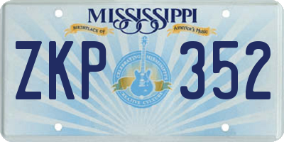 MS license plate ZKP352