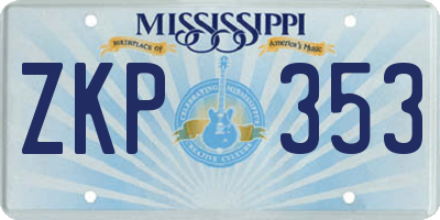 MS license plate ZKP353