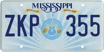 MS license plate ZKP355
