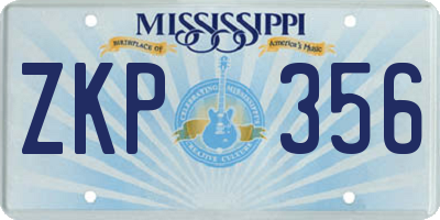 MS license plate ZKP356
