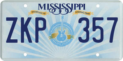 MS license plate ZKP357