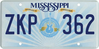 MS license plate ZKP362