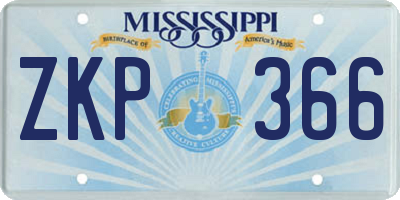 MS license plate ZKP366