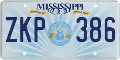 MS license plate ZKP386
