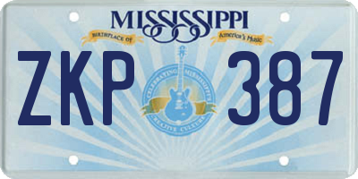 MS license plate ZKP387