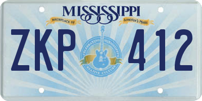 MS license plate ZKP412