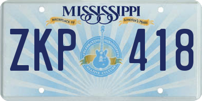 MS license plate ZKP418