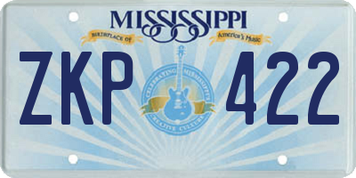 MS license plate ZKP422