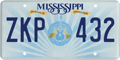 MS license plate ZKP432