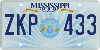MS license plate ZKP433