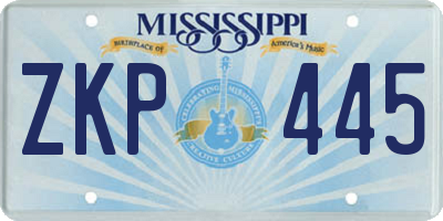 MS license plate ZKP445