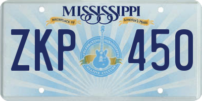 MS license plate ZKP450
