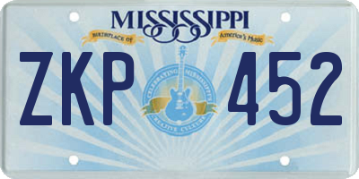 MS license plate ZKP452