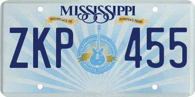 MS license plate ZKP455