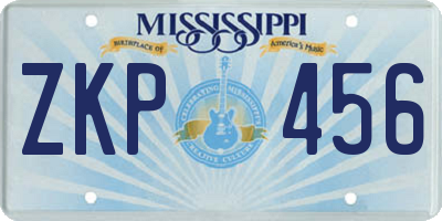 MS license plate ZKP456