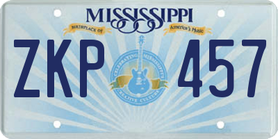 MS license plate ZKP457