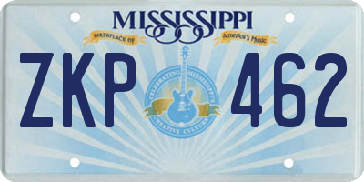 MS license plate ZKP462