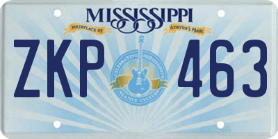 MS license plate ZKP463
